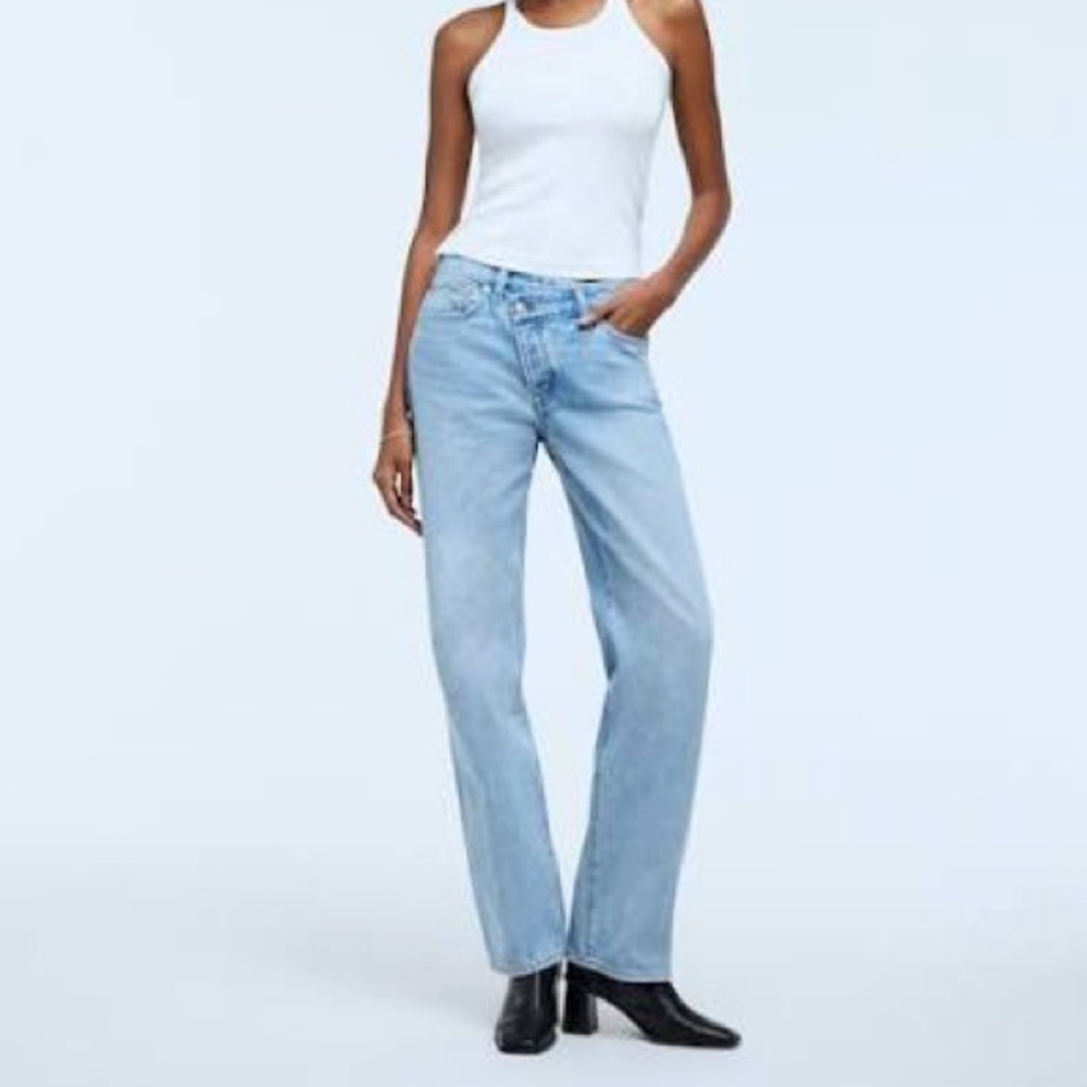 Madewell Asymmetrical Hem Low Slung Straight Jeans